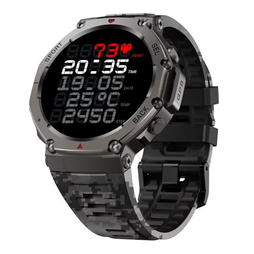 Image of Shyenah DM58 GPS Adventure Sports Military Grade Smartwatch 1.43 inch AMOLED,5ATM Waterproof, 170+ Sports, Compass, Altimeter, 24H Sleep, Heartrate, Blood Oxygen, Stress, 500mAh Battery (Camouflage)