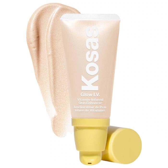 Kosas Glow I.V. – Vitamin-Infused Skin Illuminating Enhancer – Revive. Bonus Premium Korean Sheet Masque with Collagen