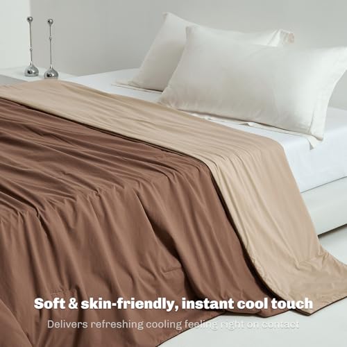 Cooling Comforter for Hot Sleepers Summer Blanket, Queen 90x90, Brown Khaki — view 5