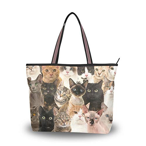 Bigjoke Sac à main coloré avec motif de chat pour femme - Multicolore - multicolore, Large