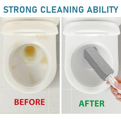 Image of 2 Pack Pumice Cleaning Stone with Handle, Toilet Bowl Cleaner Toilet Brush with Non-Slip Long Plastic Handle for Kitchen /Bath /Pool /Household Cleaning