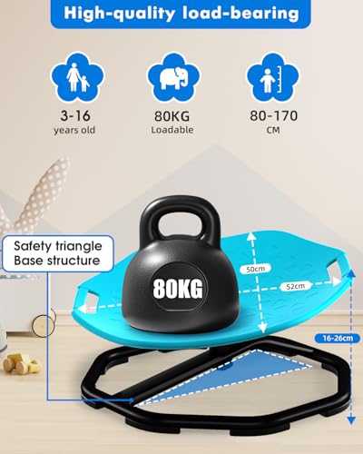 Image of Sensory Spinning Chair with Safety Handles for Autistic Kids, Sensory Toys for Kid with ADHD Autism, Sensory Swivel Chair Sit and Spin Training Body Coordination Autism Christmas Toys for Kid - Blue