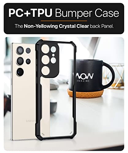 Image of WOW IMAGINE Shock Proof Clear Protective Back Case for Samsung Galaxy S23 Ultra 5G - AirEDGE Technology | 360 Degree Camera Protection | Transparent Hybrid Back Case Mobile Cover - Black
