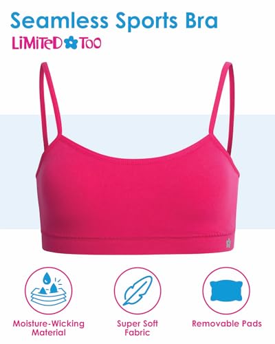 Limited Too Girls' Training Bra - 6 Pack Seamless Racerback Sports Bra, Removable Pads (S-L)2