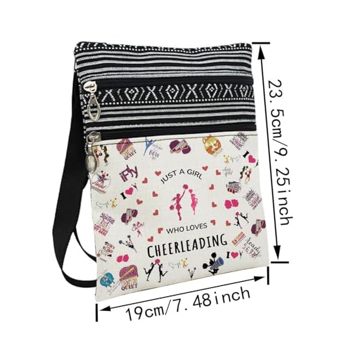 Just Love Cheerleading Messenger Bag Small Ethnic Pattern Printed Adjustable Strap Crossbody Zipper Bag Phone Bag Wallet Cute Shoulder Handbag for Cheerleaders Teammates Coach Women2