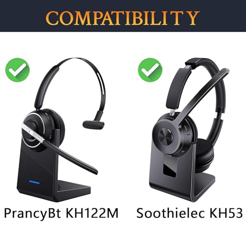 SOULWIT Repuestos de almohadillas para auriculares PrancyBt KH122M, almohadillas para auriculares Soothielec KH53 con piel de proteína más suave y espuma de alta densidad - Negro miniatura 2