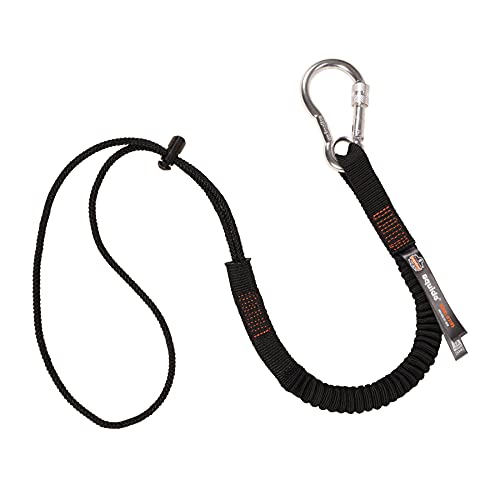 Ergodyne Squids 3105 Tool Lanyard with Aluminum Screw Lock Carabiner, Tool Weight Capacity 15 lbs, Black