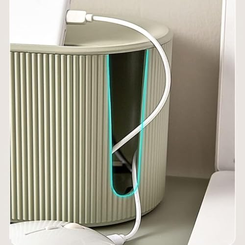 Image of Soko Cable Management Box with Mobile Stand | Cords Hider & Surge Protector | Concealer for Power Strips, Router, TV, Gadget Wires Storage Organizer Tray for Desk, Table - Home, Office - Green