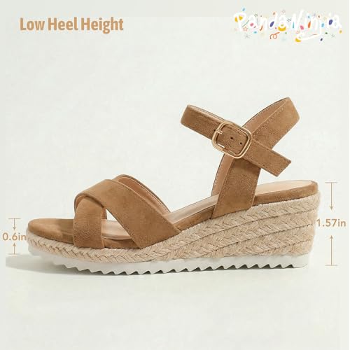 Image of PANDNAINJIA Girls Sandals Wedge Platform Heels Dress Shoes