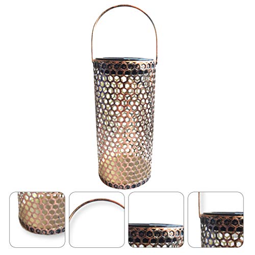 Hemoton Lanterna Movida a Energia Solar Lanterna Suspensa de Ferro Luzes Ocas Ao Ar Livre Luz Noturn