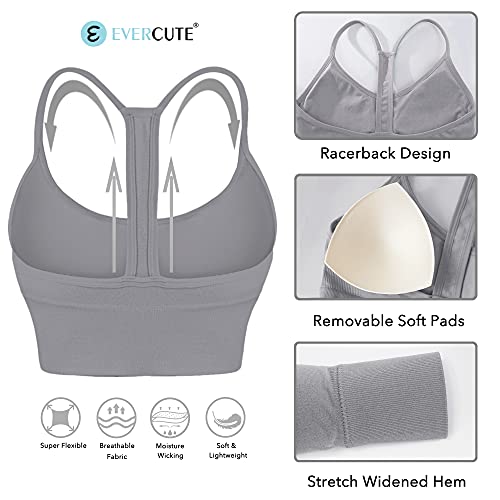 Image of Evercute Racerback Sports Bras Padded Y Racer Back Cropped Bras for Yoga Workout Fitness Low Impact