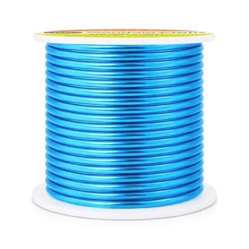 Image of Mandala Crafts 8 Gauge Anodized Aluminum Craft Wire for Jewelry Making - 32 FT Colored Flexible Bondi Blue Wire - Bendable for Bonsai Armature Crafting Sculpting