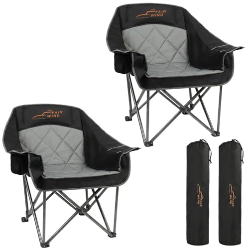 FAIR WIND 2 Pack Oversized Padded Camping Chair Heavy Duty...