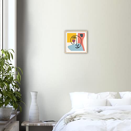Impression d art encadree bois visage abstrait