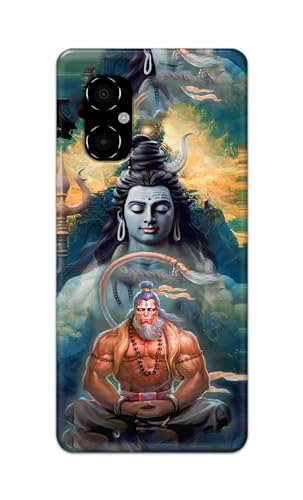 Image of Plastic Printfidaa Printed Hard Back Cover Case For Mi Poco M4 5G | Mi Poco M5 4G Back Cover (Lord Shiva And Hanuma) -112,Multi
