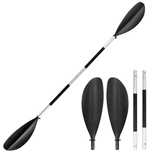 Lixada - Remo de kayak de liberación rápida asimétrica de 4 piezas para deportes acuáticos, negro