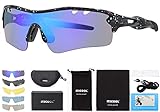 ITSCOOL Polarized Sports Sunglasses with 5 Interchangeable Lenses for Men Women Softball Running Cyc