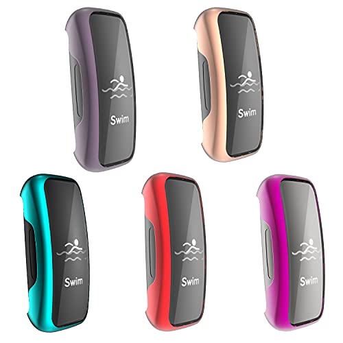 Compatible For Fitbit Inspire 2 Waterproof Protective Case Soft Tpu Plated Screen Protector Cover Scratch-Proof All Around Screen Cover Bumper Shell For Fitbit Inspire 2 Smartwatch (5Pack, Inspire 2) #TOP4