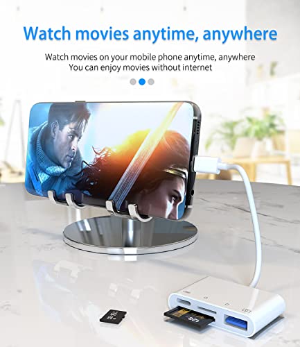 Camera Memory SD Card Reader Compatible for iPhone,Compatible with Lightning Male to USB Female OTG Adapter Micro TF Power Charging Splitter Charger Connector for ipad 12 11 xs xr x Camera - Thumbnail 4