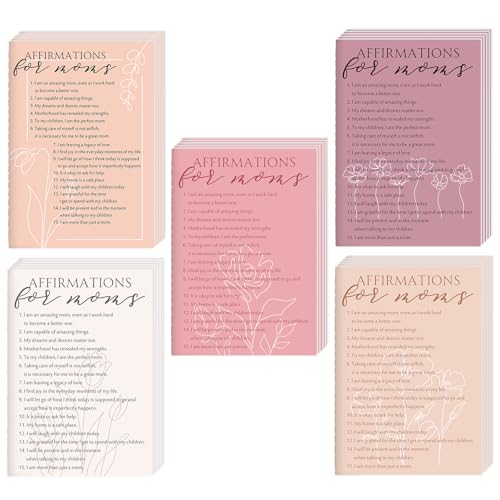 Resurhang 50 Pcs Mothers Day Gifts Bulk for Mom Mini Daily Affirmations Notebooks Small Inspirational Journal Motivational Pocket Notepad First Mothers Day Gift for New Mom Women Mama (Boho Flower)
