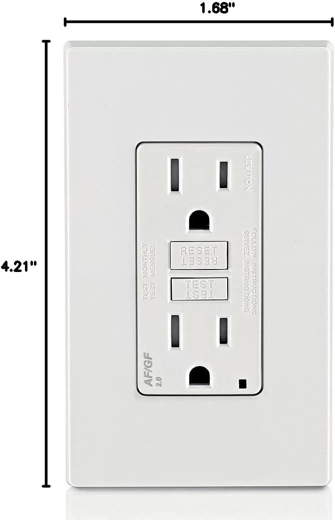 Leviton Dual-Function AFCI/GFCI Outlet, 15 Amp, Self Test, Tamper-Resistant with LED Indicator Light, Protection from Both Electrical Shock and Electrical Fires in One Device, AGTR1-W, White
