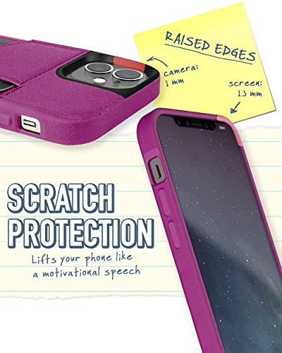 Image of Smartish iPhone 12 mini Wallet Case - Wallet Slayer Vol. 2 [Slim Protective Kickstand] Credit Card Holder (Silk) - Purple Reign