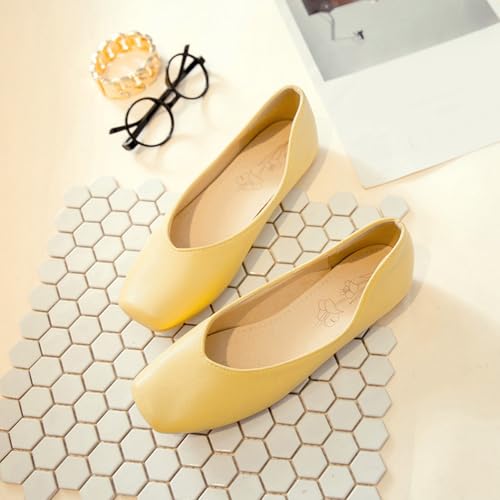 Women Flat Ballet Shoes Low Heel Shoes Square Toe Slip On Casual Driving Shoes, Size 2-15.53
