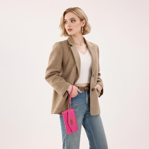 Image of Montana West X Wrangler Womens Wallet Large Card Cases & Money Organizers for Ladies Female Zipper Wallet Wristlet with Coin Purse and Wrist Strap WG229-W069HPK