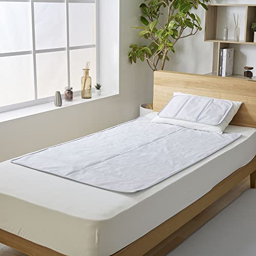 アイリスプラザ 完全防水ひんやりソルトジェル敷きパッド Q-MAX0.597 瞬間冷却ジェル+持続冷感 寝返りでひんやり感復活 防カビ加工 ウルトラひんやり 90×140cm ライトグレー [並行輸入品]