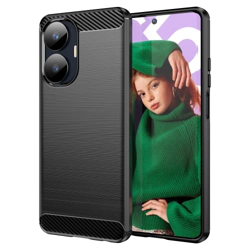 Image of NPRC Hybrid Ultra Slim Protective Case TPU Non-Slip Carbon Fiber Texture Shockproof Case Cover for Realme Narzo N55 - Black