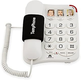 Big Button Phone for Seniors - Corded Landline Telephone - One-Touch Dialling for Visually Impaired - Amplified Ringer with Loud Speaker for Hearing Impaired, Ergonomic Non-Slip Grip
