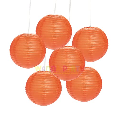 Image of Wanna Party 12 Inches Paper Lanterns Orange| for Diwali Christmas Indoor Outdoor Home Decor | Ball Decoration for Marriage Baby Shower Birthday - Pack of 1
