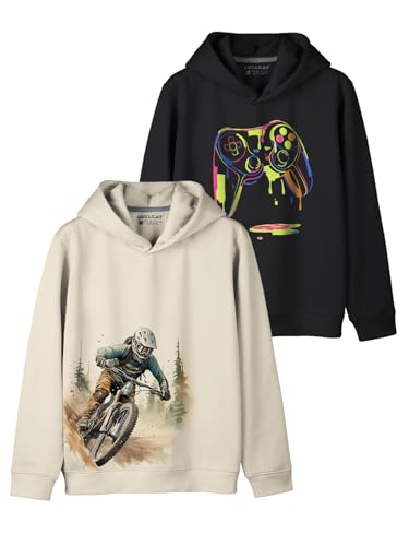 Image of HELLCAT Trendy Printed Cotton Blend Hoodie Sweatshirt for Boys - Pack of 2