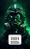 Pocket Calendar 2024-2026: Two-Year Monthly Planner for Purse , 36 Months from January 2024 to December 2026 | Apocalyptic face | Gas mask logo