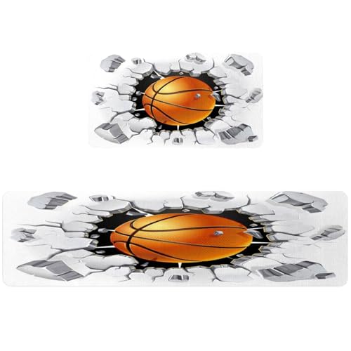 Alfombra de cocina para pasillo y cuarto de lavado VAPOKF baloncesto 2 piezas 2