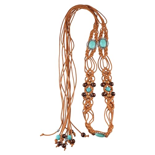 Boho Braid Belt for Women Woven Handmade Dress Accessories Ethnic Style Woven Belt Wax Rope Braided Waist Belt3