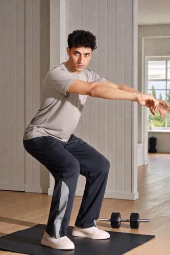 Image of Flapfit Men's Solid Pattern Spandex Track Pant with Ankle Length Drawstring Closure Type and Loose Fit Jogger Style