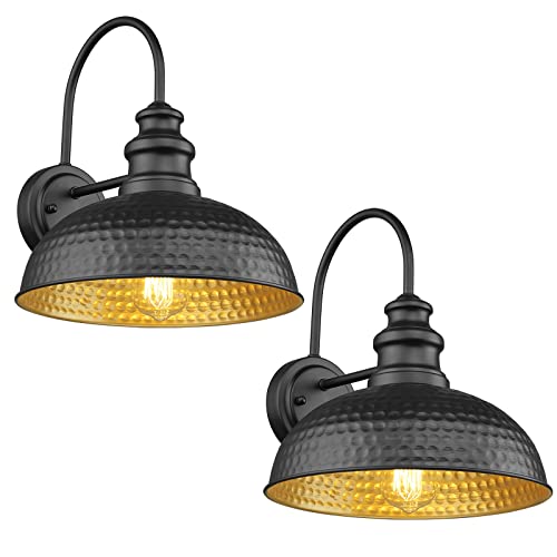 Diyel Farmhouse Outdoor Barn Light Fixtures, 12 Inch Dome Gooseneck Exterior Wall Lights, Rustic Outdoor Wall Sconces Outside Wall Mount Lantern With Bead Shape For Home, Porch, Garage, Doorway #TOP8