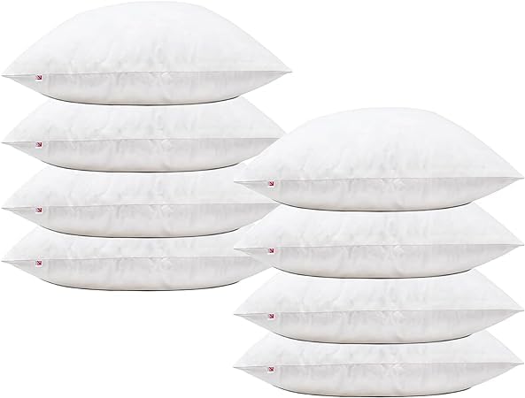 Original Sleep Company Duck Feather Cushion Pad with 100% Cotton Cambric Cover ideal for Living Room, Home, Office, Bed Room - Pack of 8, 15'' x 15'' (38cm x 38cm)