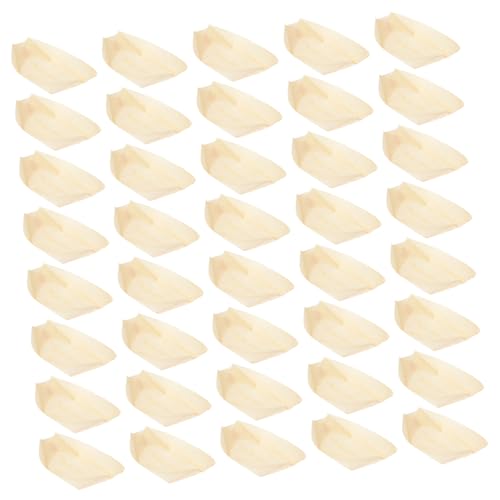 Platos desechables de madera para sushi, 100 unidades miniatura 1
