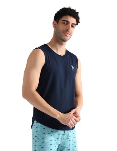 Image of U.S. Polo ASSN. Mens OEV07 Solid Cotton Gym Vest - Pack of 1