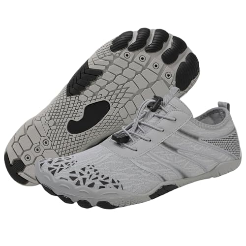 ERTUPE Hike Barefoot Shoes for Women Men Wide Toe Box Water Shoes Non Slip Breathable Lightweight Sneakers for Hiking Walking Running Swimming Beach Pool Yoga Footwear Grey