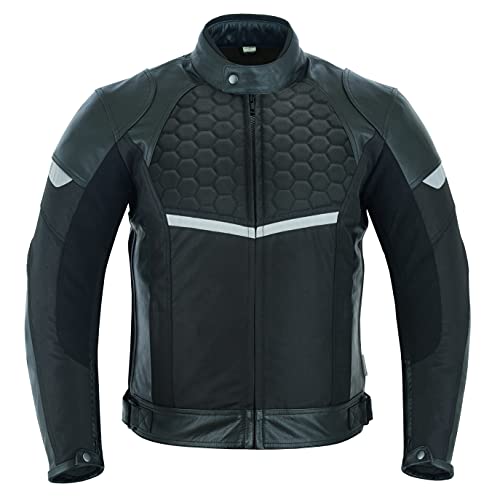 Texpeed - Wasserdichte Motorrad Leder Tourenjacke für Herren - Tourenjacke - klassisch - aus hochwertigem Spaltleder - Schwarz - 3XL