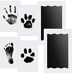 Nabance 2 Pcs Set Impronte Bimbi, Kit Impronta Mani e Piedi Neonati, Kit Impronta Cane, Sicuro e Non Tossico, per Neonati da 0 a 6 Mesi [Nero]