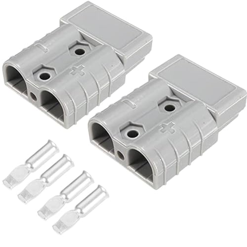 Yerleomit Anderson Stecker 50A Batterie Stecker Batterieanschluss 2 Pack Anderson Stecker 50A 600V Stecker Batterieanschluss Quick Connect Akku Schnellanschluss für Auto Wohnmobil Wohnwagen Grau