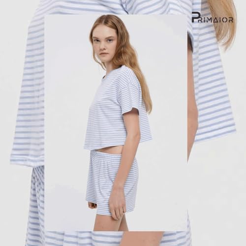 Shorts Bermuda Feminina em Linho Social Alfaiataria com Elastico Listrada (BR, Alfa, G, Plus Size, R