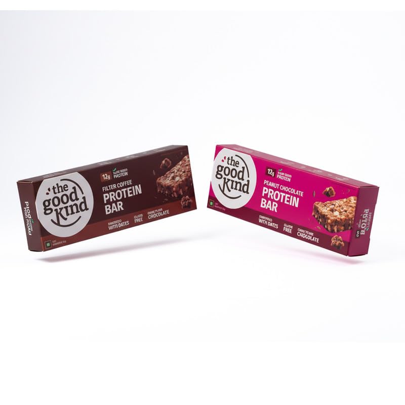 Image of The Good Kind Peanut Chocolate Protein Bar (3 Pack), Filter Coffee Protein Bar(2 Pack), Plant Based Bar, Perfect for Guilt free Snacking, Gluten Free, Palm Oil free & Vegan (Pack of 5)