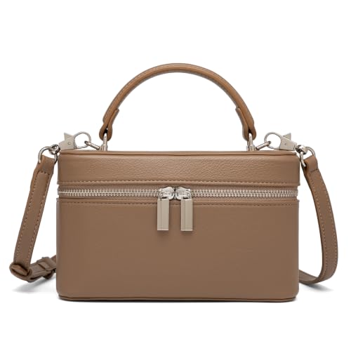 Image of Rejolly Vanity Case Handbag for Women Top-Handle PU Leather Purse Crossbody Shoulder Bag