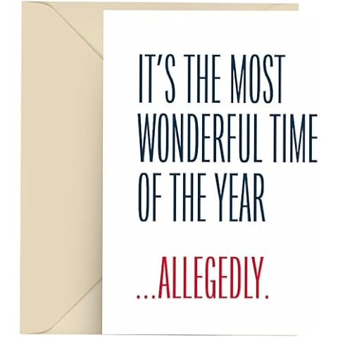 Modern Wit 8 Pcs New Years Cards Funny, New Years cards 4.25 X 5.5 New Year Greeting Card with Envelope, Blank Inside, It's The Most Wonderful Time Of The Year, Allegedly Cover