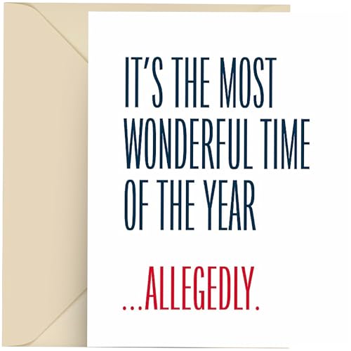 Modern Wit 8 Pcs New Years Cards Funny, New Years cards 4.25 X 5.5 New Year Greeting Card with Envelope, Blank Inside, It's The Most Wonderful Time Of The Year, Allegedly -  HD006 - Box Set